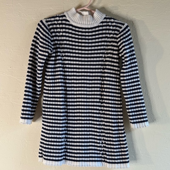 Janie and Jack Mockneck Striped Sweater Dress Navy and White Size 2T - Picture 2 of 10